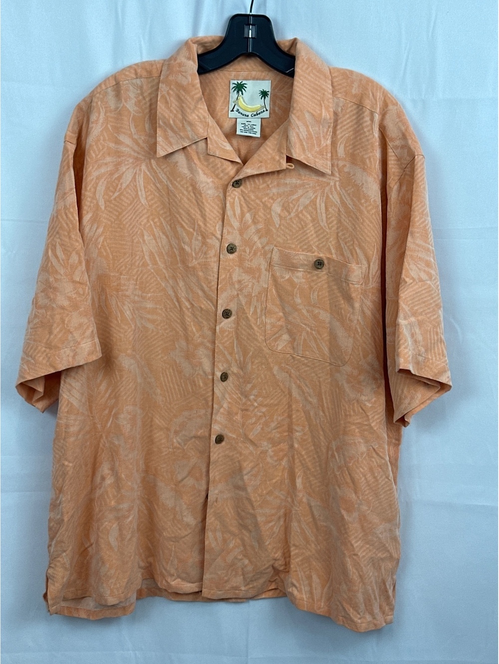 Men's Banana Cabana XXL Silk Button-Up Shirt Peach Floral